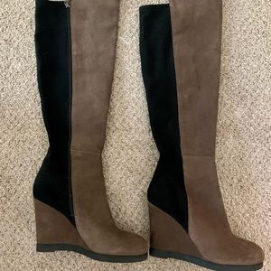 14th & Union Knee High Boot- Gray and Suede